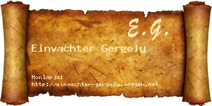 Einvachter Gergely névjegykártya